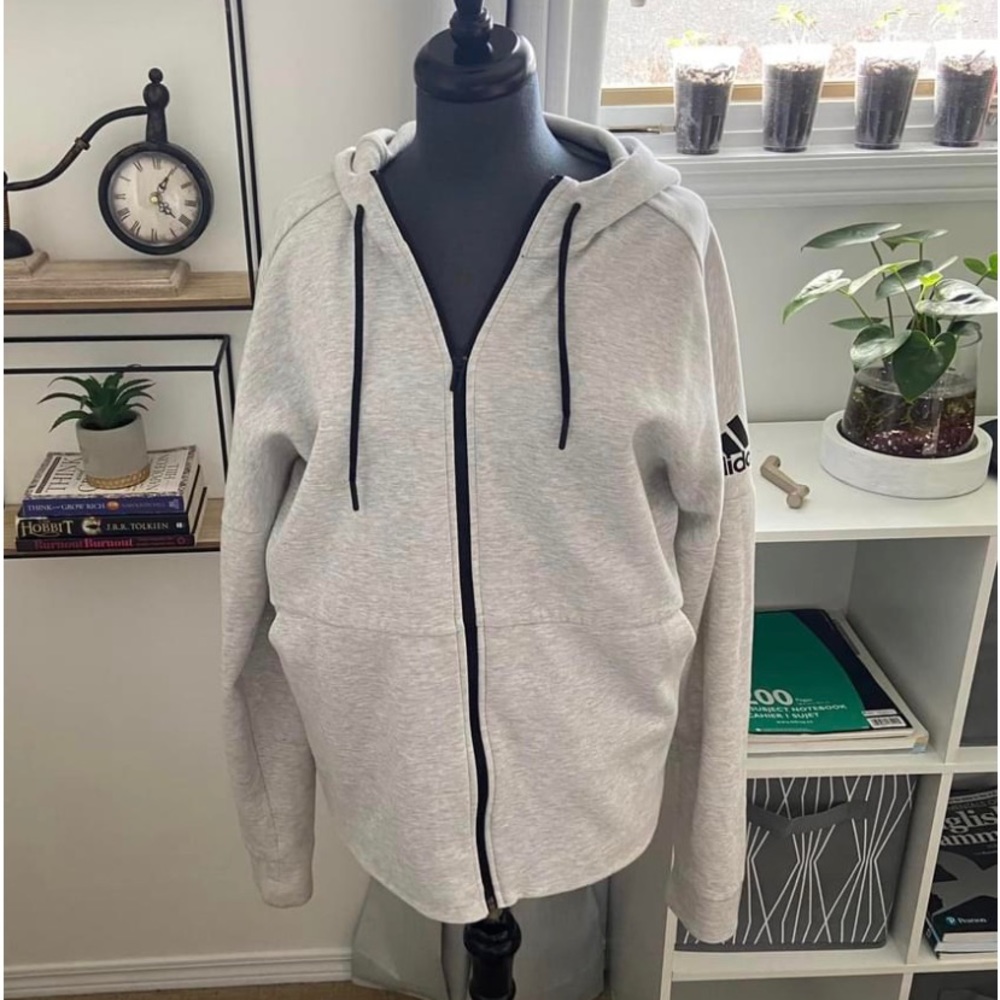 Unisex adidas zip up hoodie.